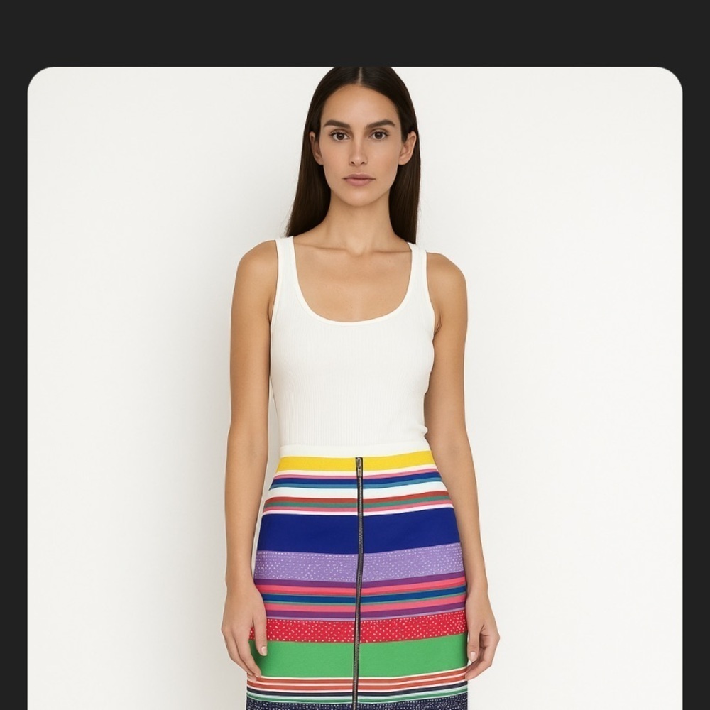 J. McLaughlin multi colored zipper ribbon skirt formal polka dot preppy fall